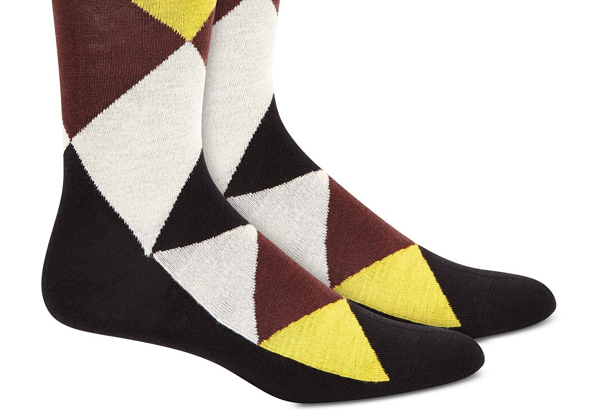 Meias Argyle Masculinas Alfani Azul Tamanho Regular