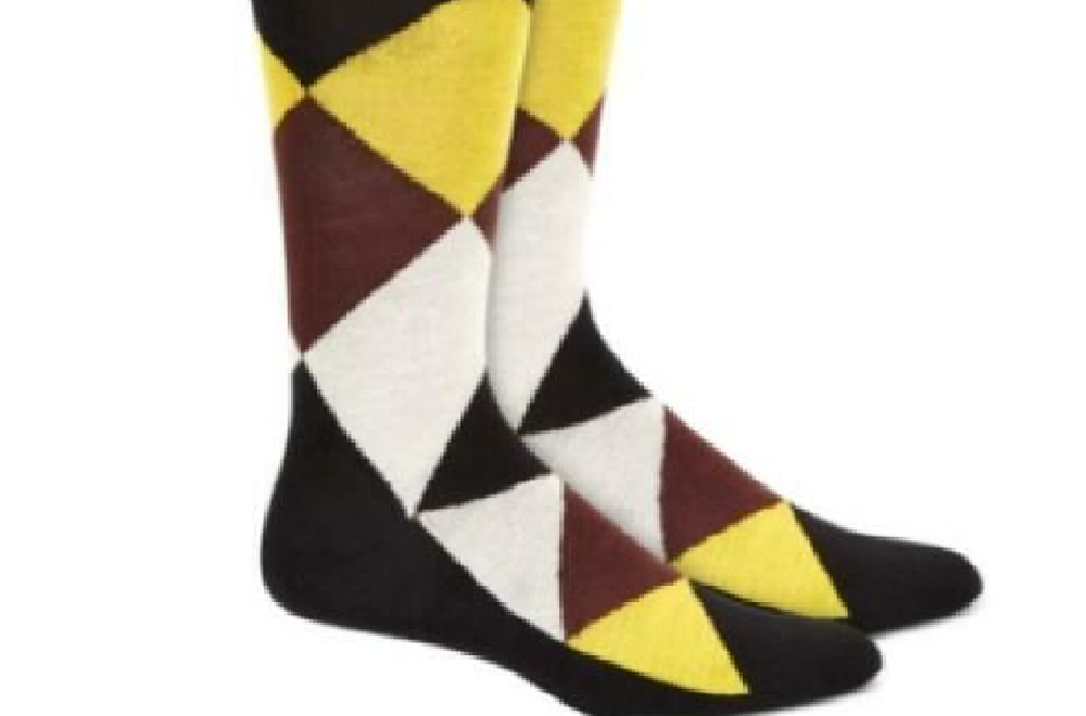 Meias Argyle Masculinas Alfani Marrom-Amarelo Tamanho 7-12