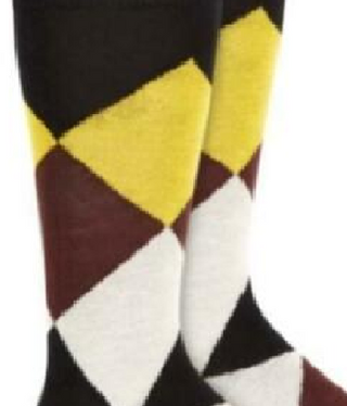 Meias Argyle Masculinas Alfani Marrom-Amarelo Tamanho 7-12