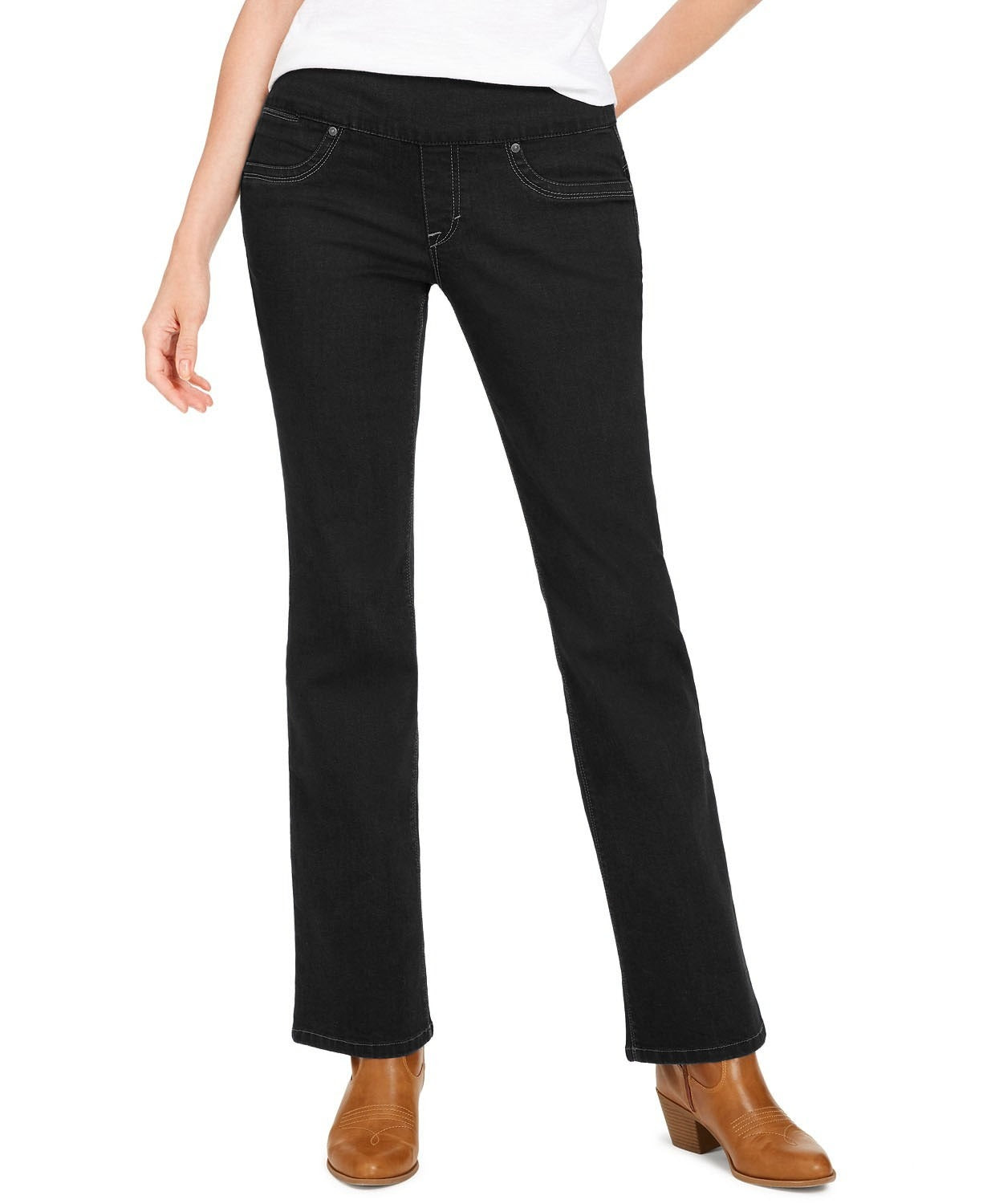 Jeans feminino estilo &amp; co Ella Pull-On Bootcut, preto, tamanho extra grande