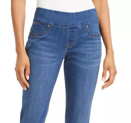 Calça jeans estilo boyfriend feminina azul tamanho grande