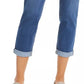 Calça jeans estilo boyfriend feminina azul tamanho grande