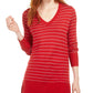 Suéter feminino listrado skinny Maison Jules, vermelho, tamanho extra grande