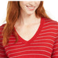 Suéter feminino listrado skinny Maison Jules, vermelho, tamanho extra grande