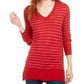 Suéter feminino listrado skinny Maison Jules, vermelho brilhante, tamanho X-S