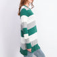 Suéter listrado feminino Maison Jules, verde, tamanho 2, extra grande