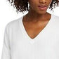 Suéter feminino Maison Jules com decote em V, branco, tamanho 2, extra grande