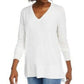 Suéter feminino Maison Jules com decote em V, branco, tamanho pequeno