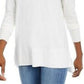 Suéter feminino Maison Jules com decote em V, branco, tamanho pequeno