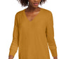Suéter feminino Maison Jules com decote em V, amarelo, tamanho médio