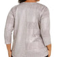 JM Collection Top Dolman Feminino Plus Size Metálico Canelado Cinza Tamanho XXX-G