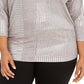 JM Collection Top Dolman Feminino Plus Size Metálico Canelado com Brilho em Folha de Canelado Tamanho P