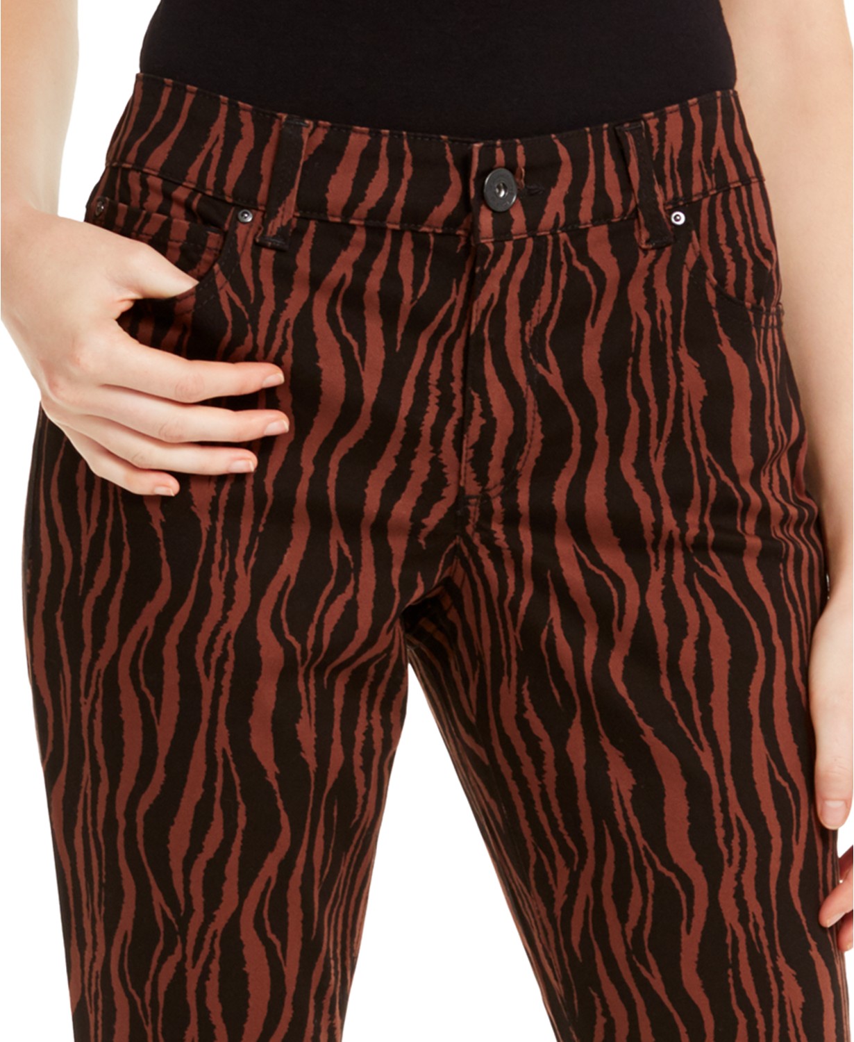 Calça jeans skinny feminina Incessentials com estampa de tigre, marrom, tamanho 16, da INC International Concepts