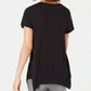 Camiseta feminina com estampa gráfica e bainha de lenço, preta, tamanho pequeno, da Style &amp; Co