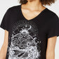 Camiseta feminina com estampa gráfica e bainha de lenço, preta, tamanho pequeno, da Style &amp; Co
