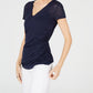 Blusa feminina com estampa de leopardo e estampa de leopardo da INC International Concepts, azul, tamanho médio