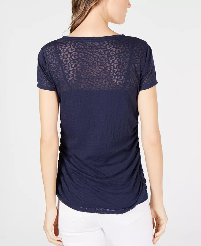 Blusa feminina com estampa de leopardo e estampa de leopardo da INC International Concepts, azul, tamanho médio