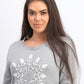 Karen Scott Suéter Feminino com Apliques de Floco de Neve Cinza Tamanho Médio