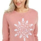 Karen Scott Suéter Feminino com Apliques de Floco de Neve Rosa Tamanho Grande