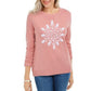 Karen Scott Suéter Feminino com Apliques de Floco de Neve Rosa Tamanho P
