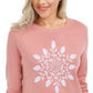 Karen Scott Suéter Feminino com Apliques de Floco de Neve Rosa Tamanho P
