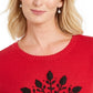 Karen Scott Suéter Feminino com Apliques de Floco de Neve Vermelho Tamanho P