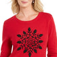 Karen Scott Suéter Feminino com Apliques de Floco de Neve Novo Combo Vermelho Tamanho XX-G