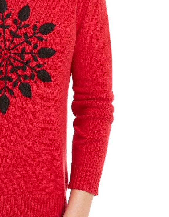 Karen Scott Suéter Feminino com Apliques de Floco de Neve Novo Combo Vermelho Tamanho XX-G