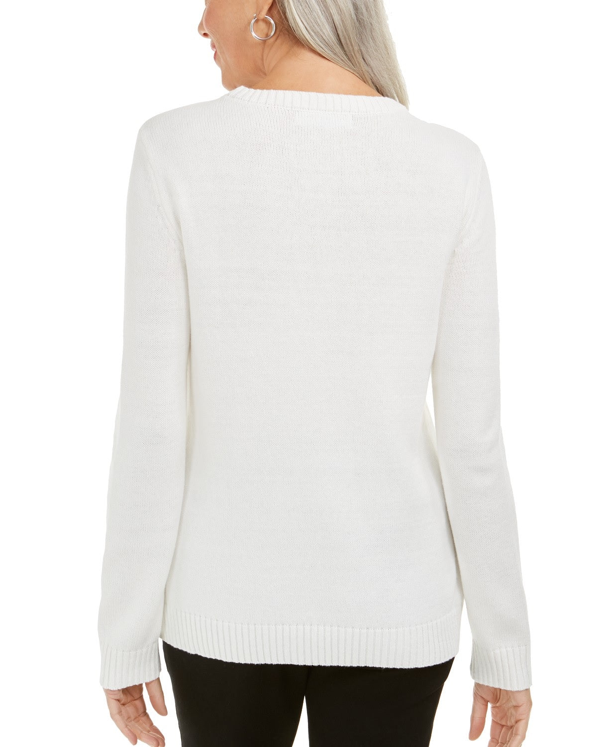Karen Scott Suéter Feminino com Apliques de Floco de Neve Branco Tamanho 2 Extra Grande