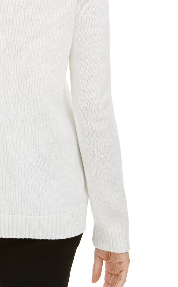 Karen Scott Suéter Feminino com Apliques de Floco de Neve Branco Tamanho 2 Extra Grande