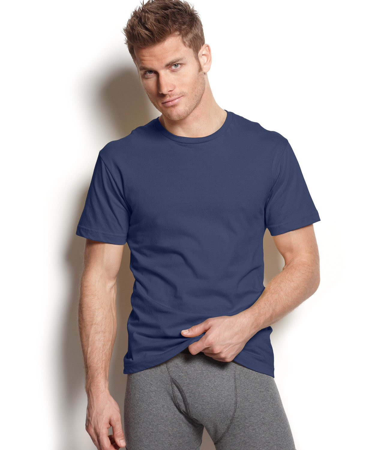 Camiseta masculina Alfani com gola redonda, azul marinho, tamanho grande