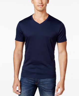 Camiseta Alfani Masculina Soft Touch Stretch com Gola V Azul Marinho Tamanho Grande