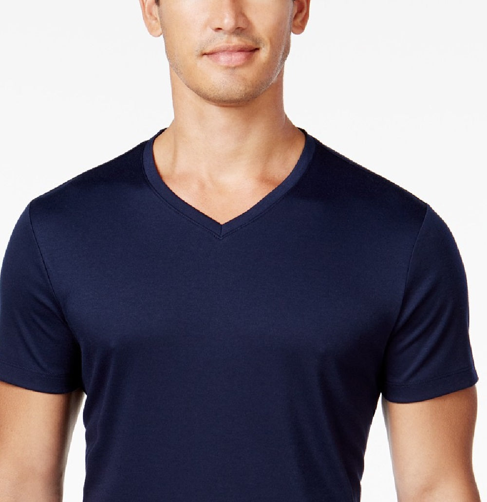 Camiseta Alfani Masculina Soft Touch Stretch com Gola V Azul Marinho Tamanho Grande