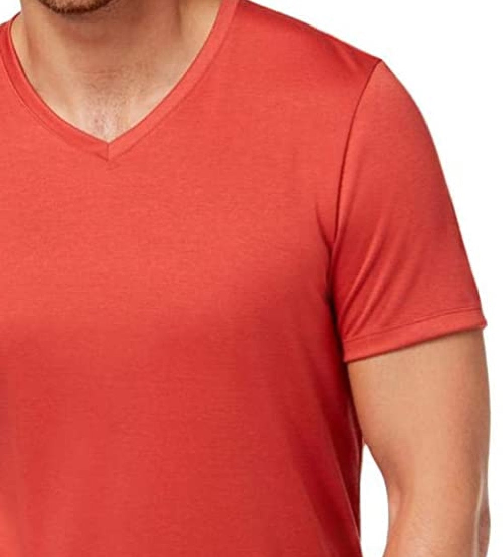 Camiseta Alfani Masculina Soft Touch Stretch com Gola V Vermelha Tamanho Grande
