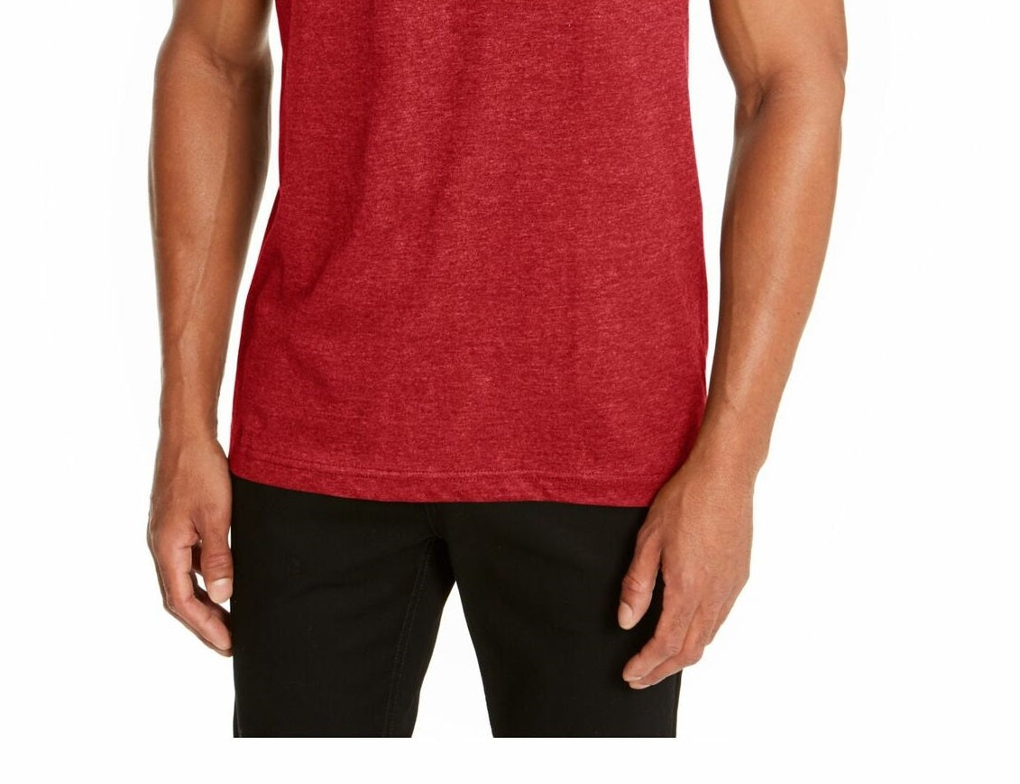 Camiseta masculina Alfani com decote em V vermelha, tamanho pequeno
