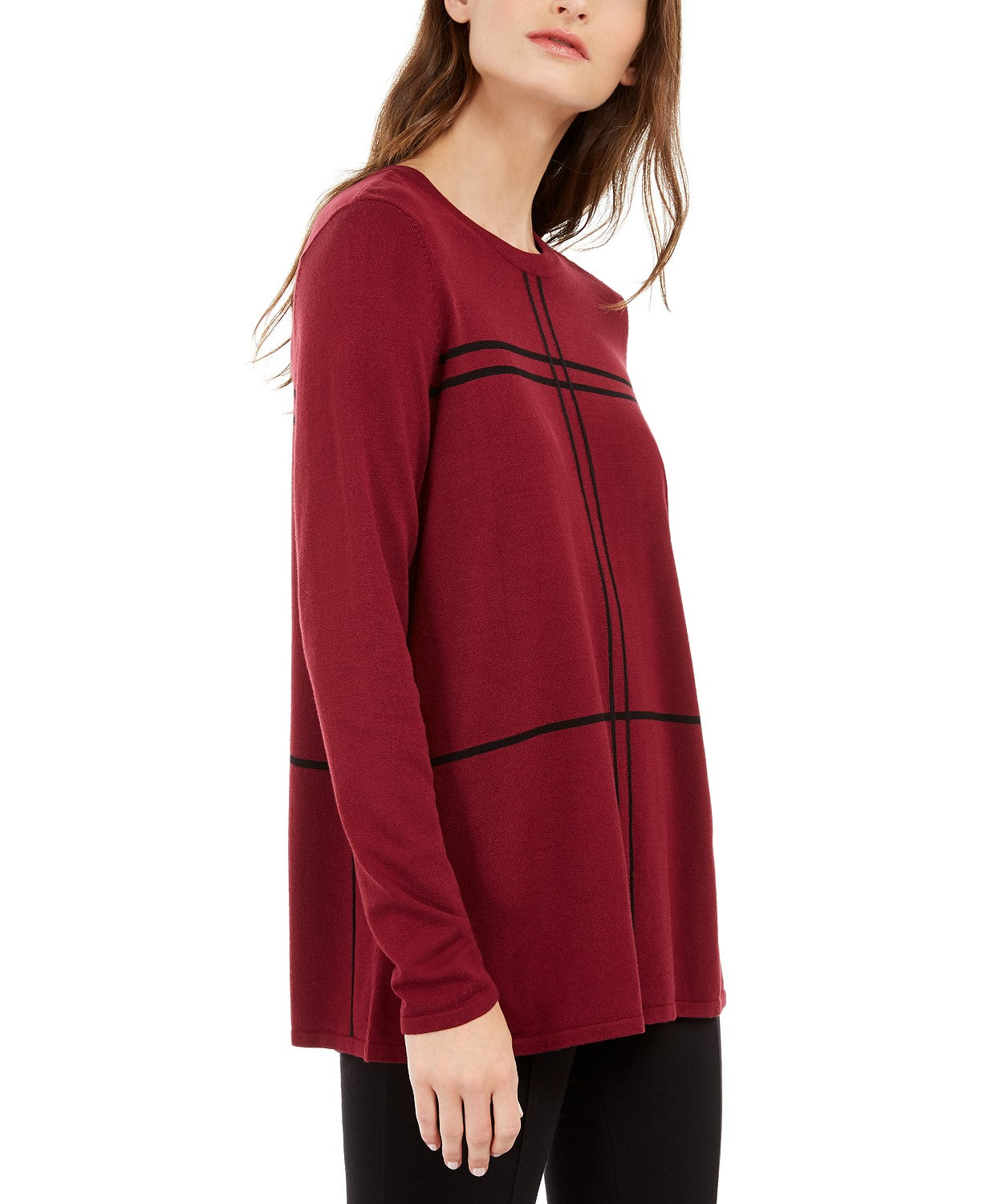 Suéter Alfani Feminino com Estampa de Grade Vermelho Tamanho P