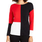 Blusa feminina Alfani com estampa de blocos de cores e ombros caídos, vermelha, tamanho extra grande