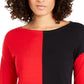 Blusa feminina Alfani com estampa de blocos de cores e ombros caídos, vermelha, tamanho extra pequeno