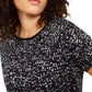 Blusa feminina Alfani estampada de manga curta, preta, tamanho médio