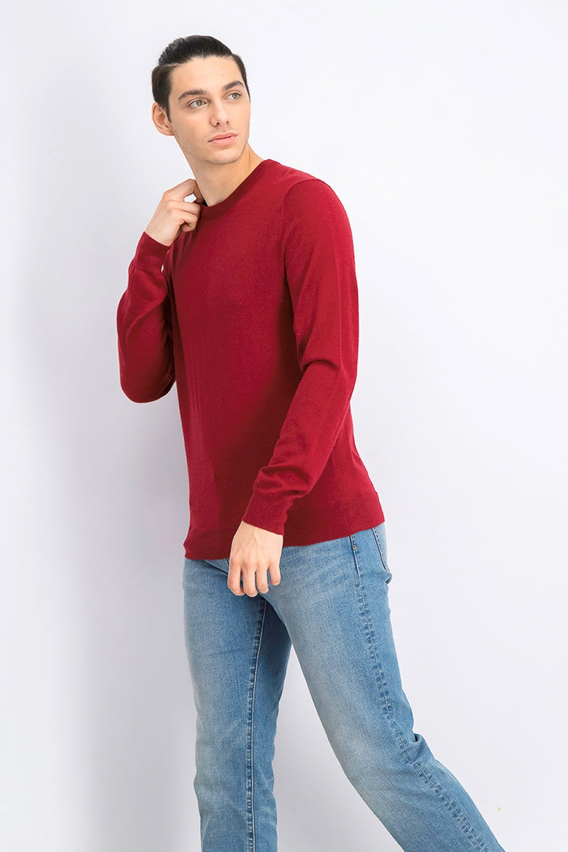 Suéter masculino Alfani Merino Blend Solid Crewneck Vinho Tamanho 2 Extra Grande