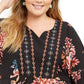 Blusa floral plus size feminina Style &amp; Co, preta, tamanho 2, extra grande