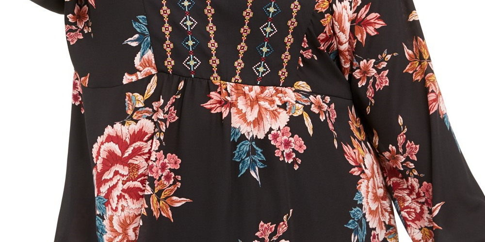 Blusa floral feminina Style &amp; Co preta tamanho 1X