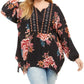 Blusa floral feminina Style &amp; Co preta tamanho 3X