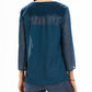 Blusa feminina de manga transparente com estampa de mídia mista, verde, tamanho pequeno, estilo &amp; co