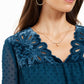 Blusa feminina de manga transparente com estampa de mídia mista, verde, tamanho pequeno, estilo &amp; co