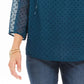 Blusa feminina estilo &amp; co com estampa de mídia mista e mangas transparentes, azul, tamanho extra grande