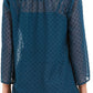 Blusa feminina estilo &amp; co com estampa de mídia mista e mangas transparentes, verde, tamanho extra pequeno