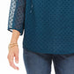 Blusa feminina estilo &amp; co com estampa de mídia mista e mangas transparentes, verde, tamanho extra pequeno