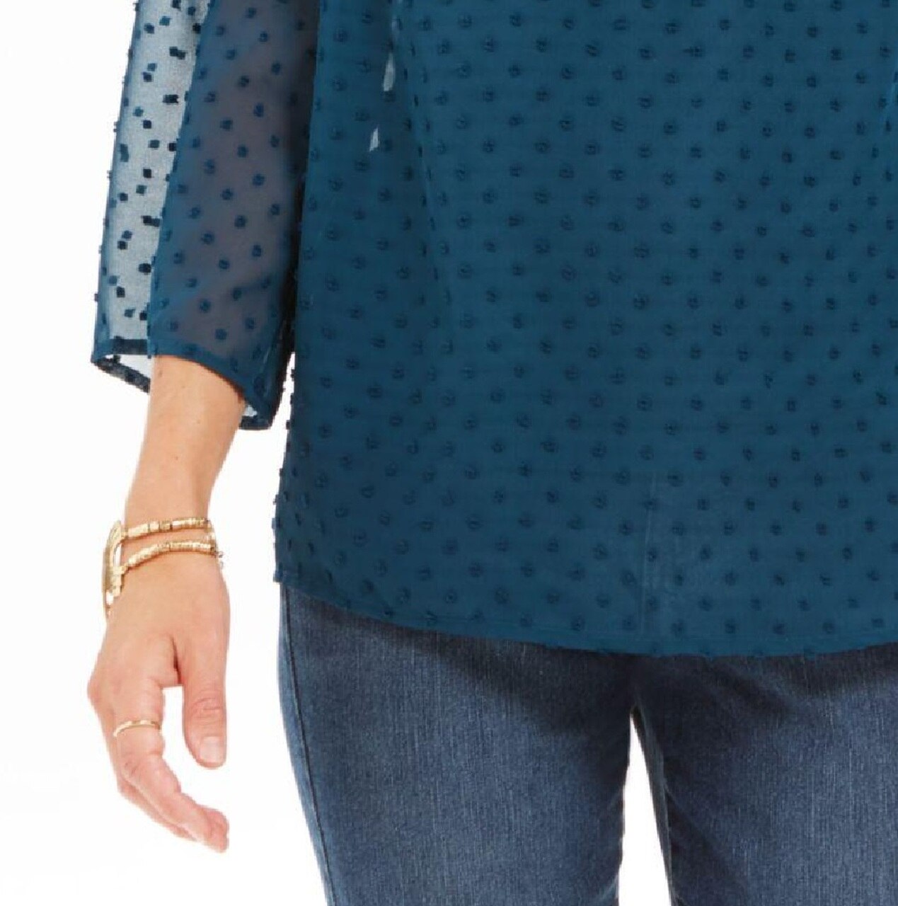 Blusa feminina estilo &amp; co com estampa de mídia mista e mangas transparentes, verde, tamanho extra pequeno