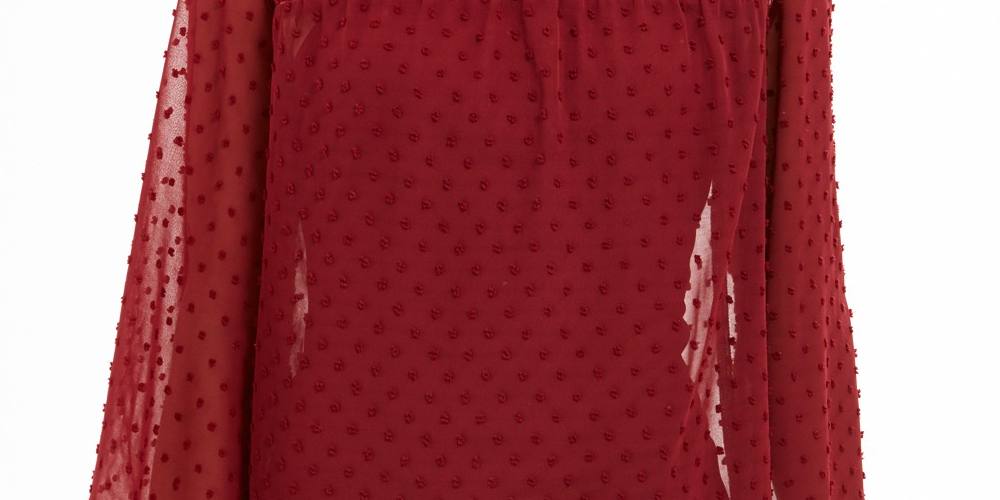 Blusa feminina de manga transparente com estampa de mídia mista, tamanho extra pequeno, vermelha, estilo &amp; co